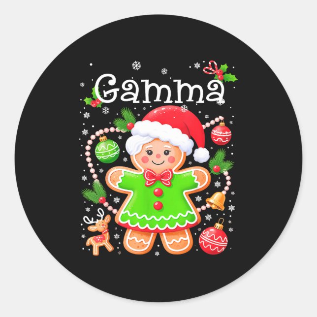 Cute Gamma Gingerbread Family Matching Christmas C Classic Round Sticker (Front)