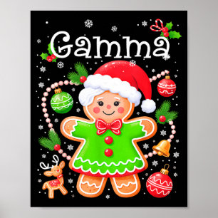 Cute Gamma Gingerbread Family Matching Christmas C Poster