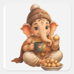 Cute Ganesha Ganesh Chaturthi Festival Square Sticker