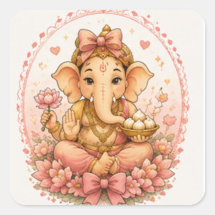 Cute Ganesha Ganesh Chaturthi Festival Square Sticker