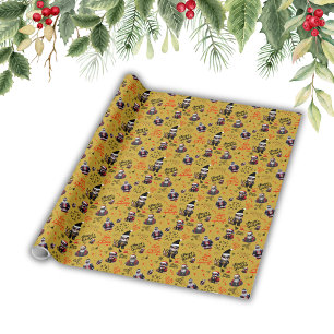 Cute Gangster Santa Merry Christmas on Gold       Wrapping Paper