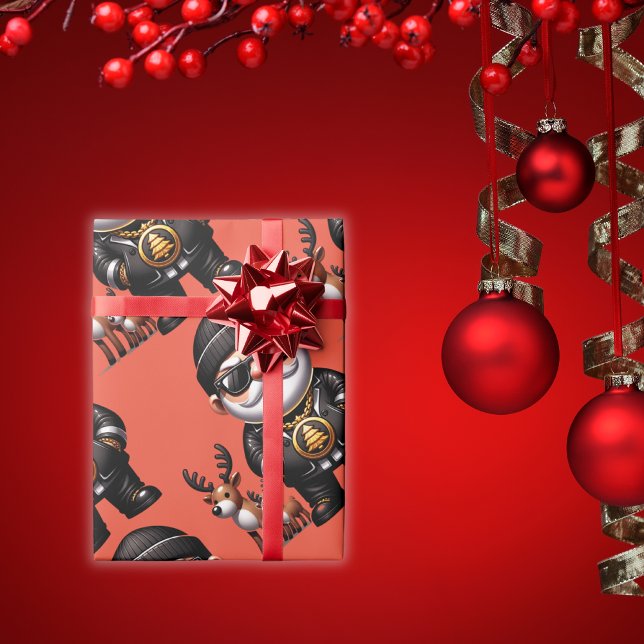 Cute Gangster Santa with Reindeer | Wrapping Paper (Creator Uploaded)
