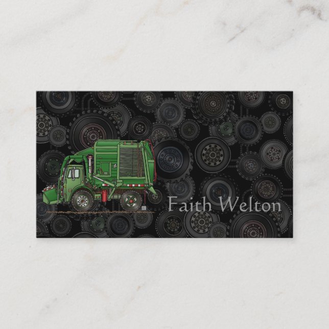Cute Garbage Truck Trash Truck Business Card (Front)
