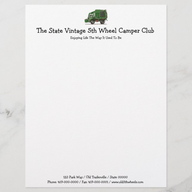 Cute Garbage Truck Trash Truck Custom Letterhead (Front)