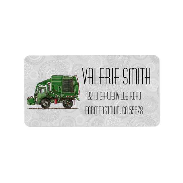 Cute Garbage Truck Trash Truck Label (Front)