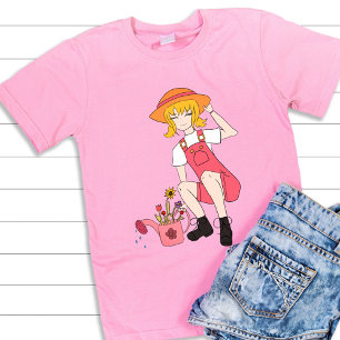 Cute Garden and Flower Girl Blonde Hair T-Shirt