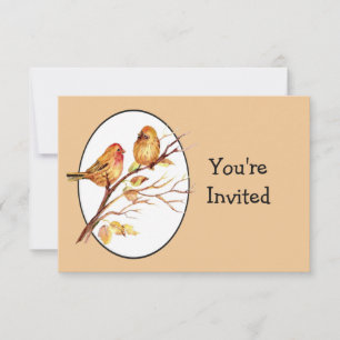 Cute Garden Birds Couple Wedding Anniversary Invitation