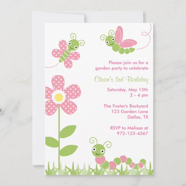 Cute Garden Bugs Invitations (Front)