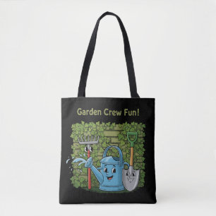 Cute Garden Crew Fun! Cartoon Gardening Tools Tote Bag