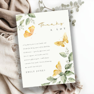 Cute Garden Foliage Butterflies Baby Shower Thank You Card