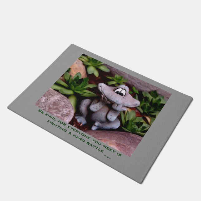Cute Garden Frog Be Kind Inspirational Quote  Doormat (Angled)