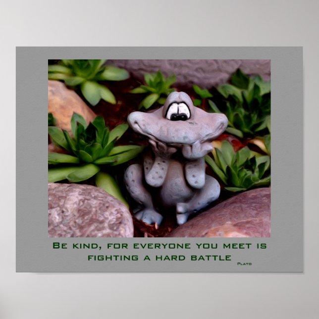 Cute Garden Frog Kindness Inspirational Quote Poster (Front)