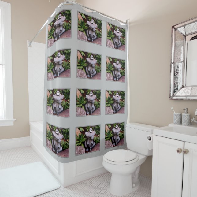 Cute Garden Frog Nature Pattern  Shower Curtain (In Situ)