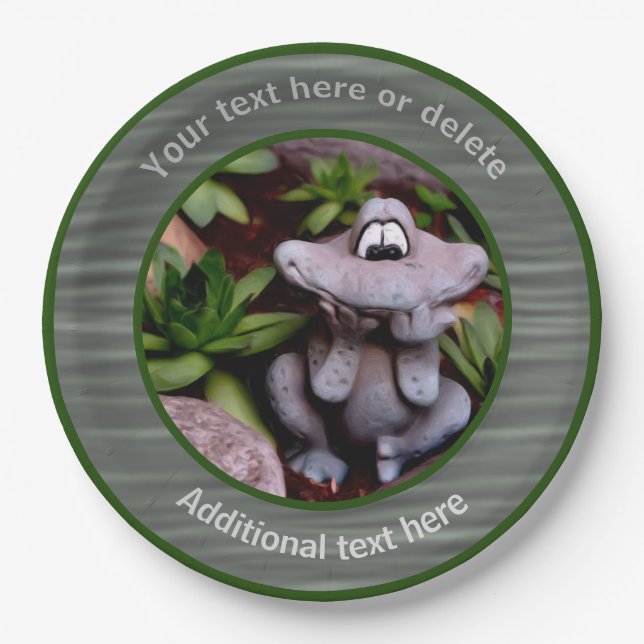 Cute Garden Frog Personalised Party   Paper Plate (Front)