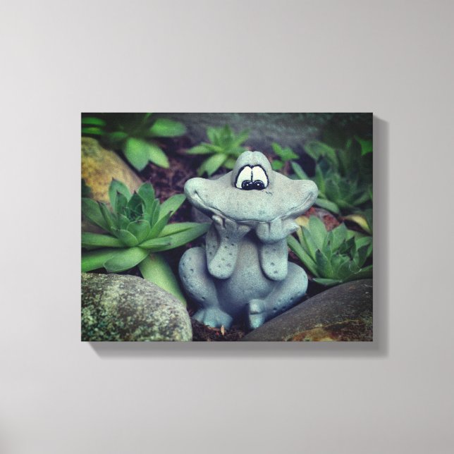 Cute Garden Frog Succulent Garden  Canvas Print (Front)