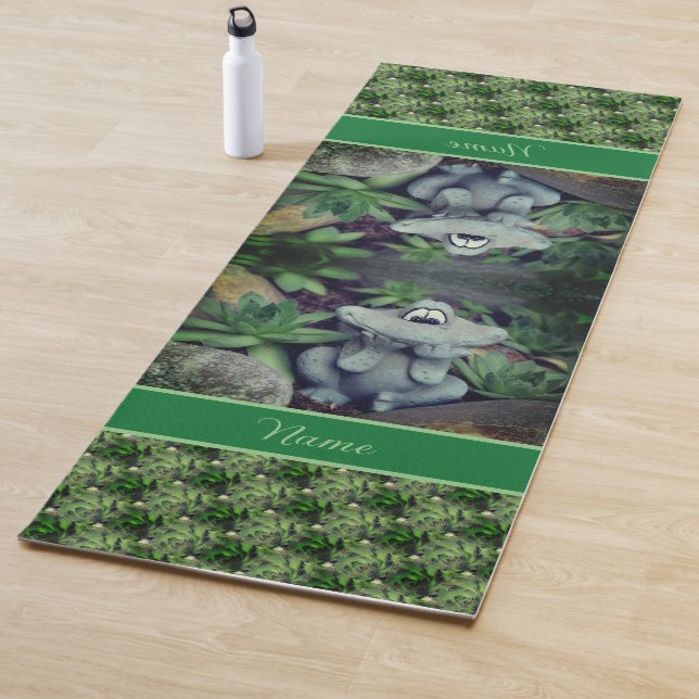 Cute Garden Frog Succulent Garden Personalised Yoga Mat (In Situ)