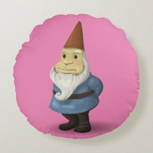 CUTE GARDEN GNOME ROUND PILLOW