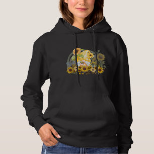 Cute Garden Gnome Sunflower Rainbow Women's Summer Hoodie