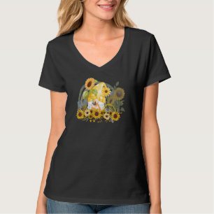 Cute Garden Gnome Sunflower Rainbow Women's Summer T-Shirt