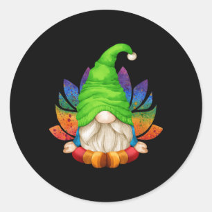 Cute Garden Gnome With Lotus Flower For Mom And Yo Classic Round Sticker