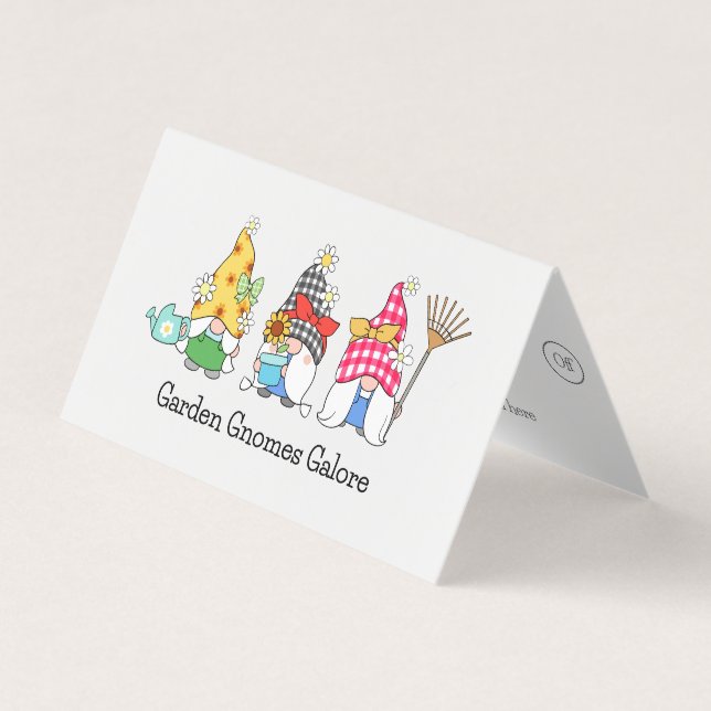 Cute Garden Gnomes 6 Punches Loyalty Business Card (Front)