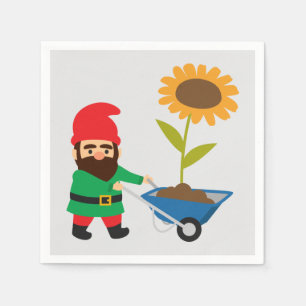 Cute garden gnomes fun napkin
