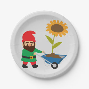 Cute garden gnomes fun paper plate