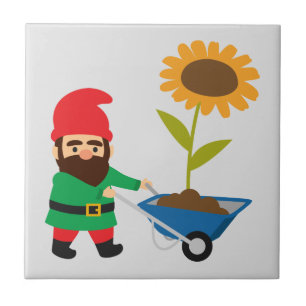 Cute garden gnomes fun tile