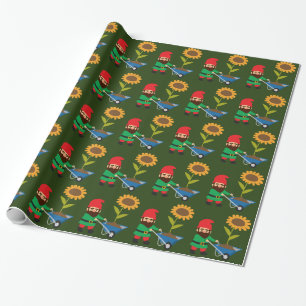 Cute garden gnomes fun wrapping paper