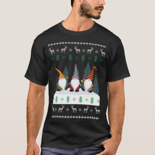 Cute Garden Gnomes Xmas Elf Ugly Christmas T-Shirt