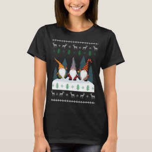 Cute Garden Gnomes Xmas Elf Ugly Christmas T-Shirt