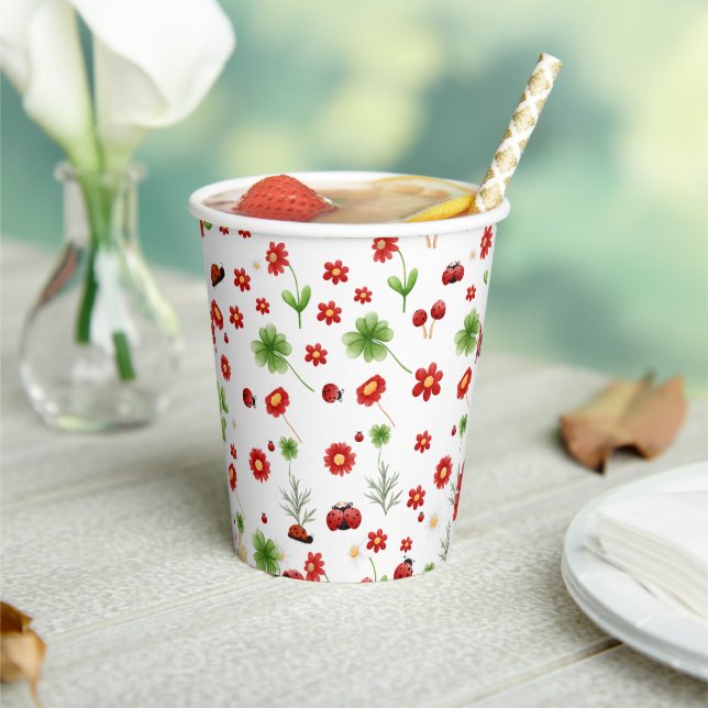 Cute Garden little ladybug baby shower Invitation Paper Cups (Insitu)