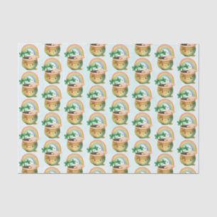 Cute Garden Planter with Rainbow & Clover Tissue Paper