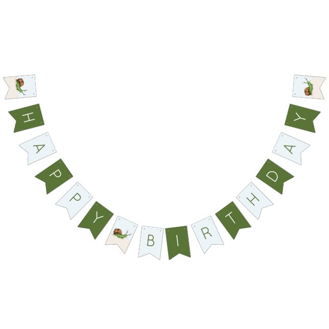 Cute Garden Snail Kids Happy Birthday Bunting (All)