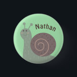 Cute Garden Snail Personalised Kids 3 Cm Round Badge<br><div class="desc">Adorable snail earth tones personalised kids button.</div>