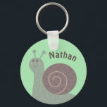 Cute Garden Snail Personalised Kids Key Ring<br><div class="desc">Adorable snail earth tones personalised kids keychain.</div>