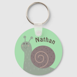 Cute Garden Snail Personalised Kids Key Ring