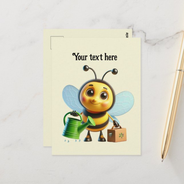 Cute gardening bee lovers customisable  postcard (Front/Back In Situ)