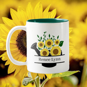 cute gardening lovers add name Two-Tone coffee mug