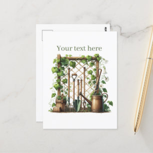 Cute gardening lovers customisable postcard