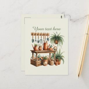 Cute gardening lovers customisable postcard
