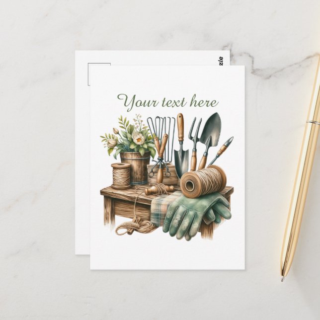 Cute gardening lovers customisable  postcard (Front/Back In Situ)