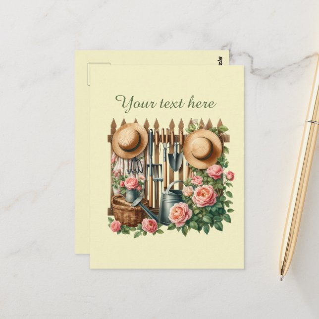 Cute gardening lovers customisable  postcard (Front/Back In Situ)