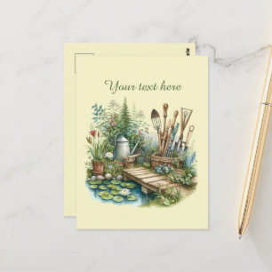 Cute gardening lovers customisable postcard