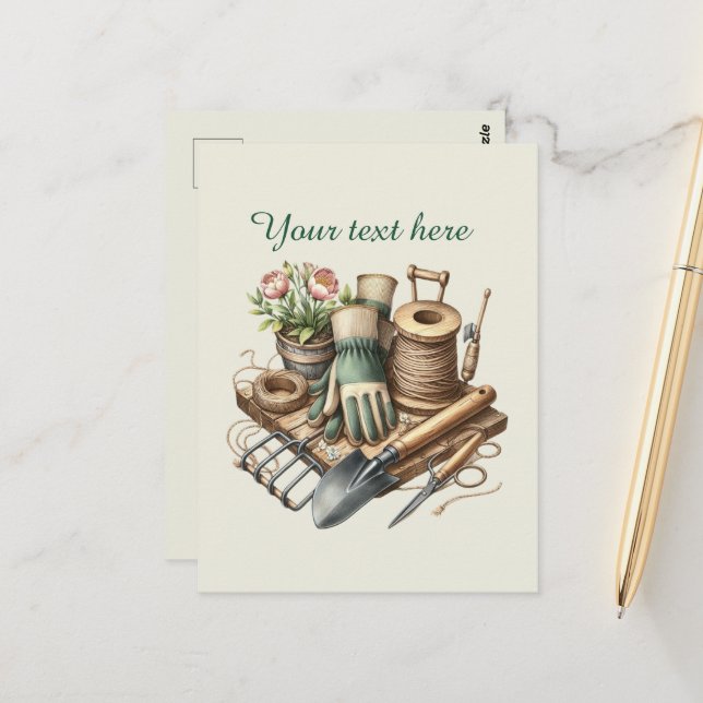 Cute gardening lovers customisable  postcard (Front/Back In Situ)