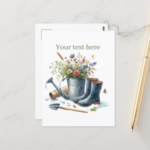 Cute gardening lovers customisable postcard