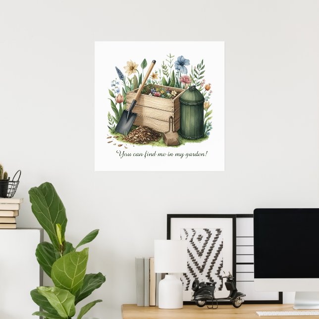 Cute gardening lovers customisable  poster (Home Office)