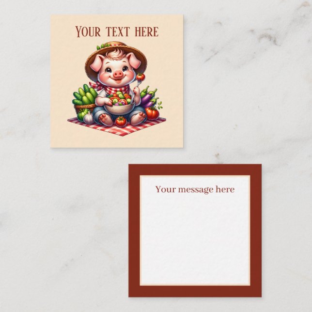 Cute gardening pig lovers add text  card (Front/Back)