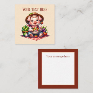 Cute gardening pig lovers add text  card