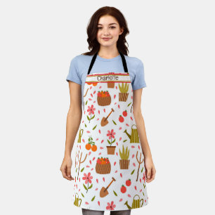Cute Gardening Tools and Plants Seamless Pattern Apron
